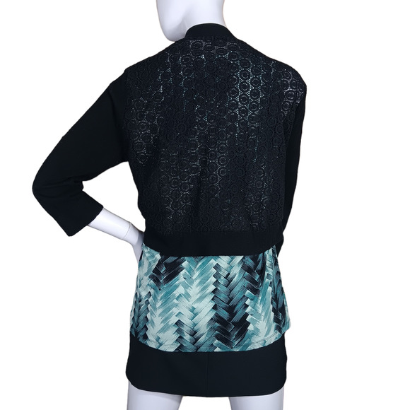 Premise Studio Cardigan Lace Like Back 3/4 Sleeve Size 1X Black - Picture 3 of 10